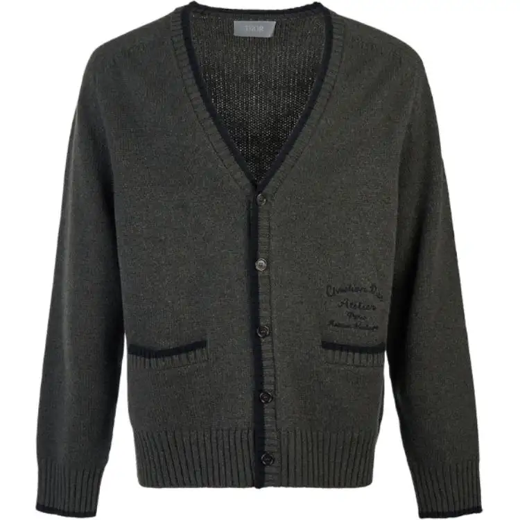 DIOR Knitwear Men's Gray V Neck Moderate Other