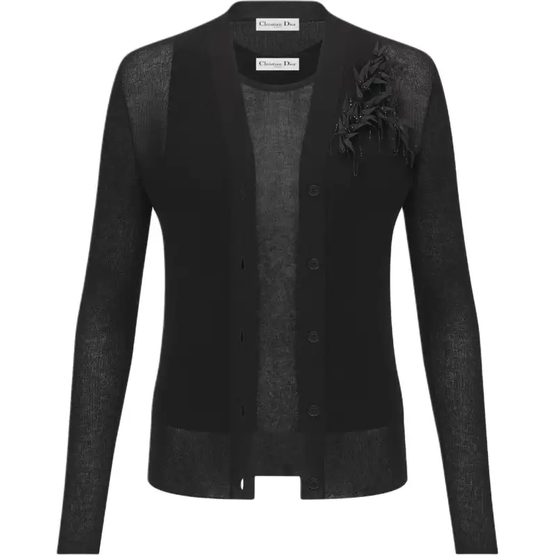 DIOR Knitwear Women's Black V Neck Moderate Set