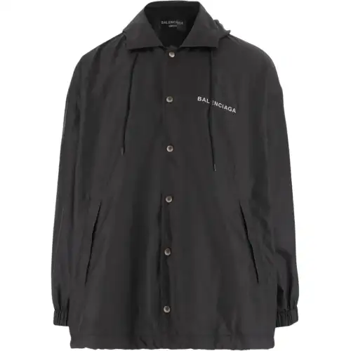 Balenciaga Logo Patch Hooded Coat