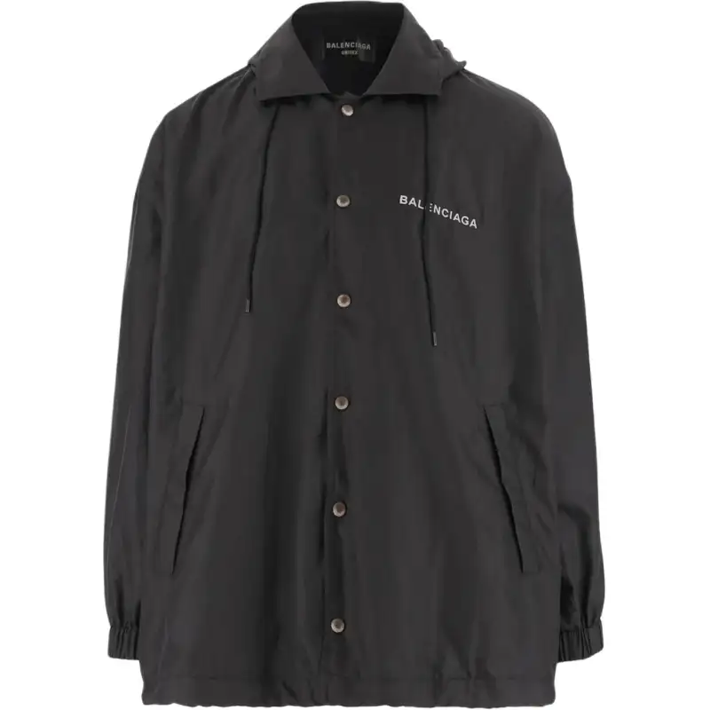 Balenciaga Logo Patch Hooded Coat