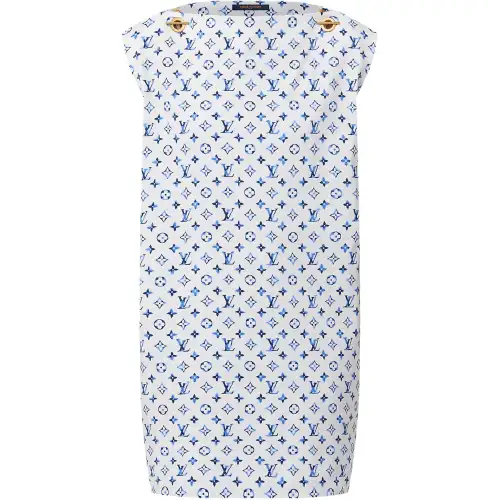 LOUIS VUITTON Sleeveless Dress Women's Gasoline Blue
