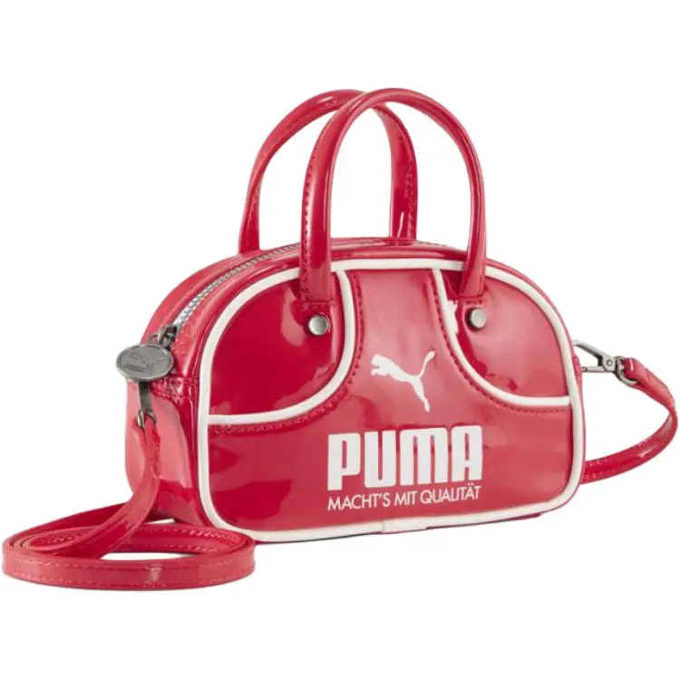 PUMA Silver Hardware Bowling Bag, Shoulder Bag, Crossbody Bag, Handbag Regular Women's Red