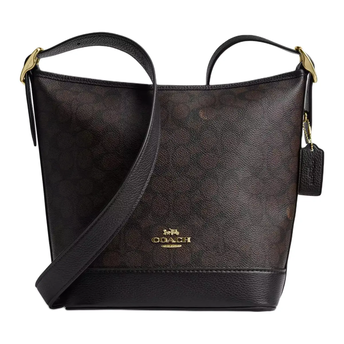 COACH CANVAS Signature Coated Canvas With Refined Litchi Grain Leather Crossbody Bags Small Women's Black