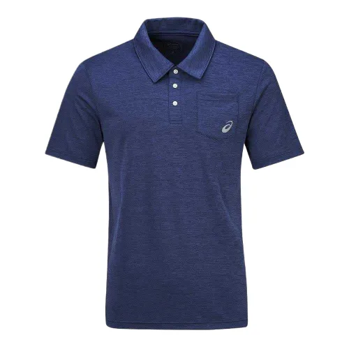 ASICS T Shirts Unisex Blue Polo Collar Moderate Straight Fit