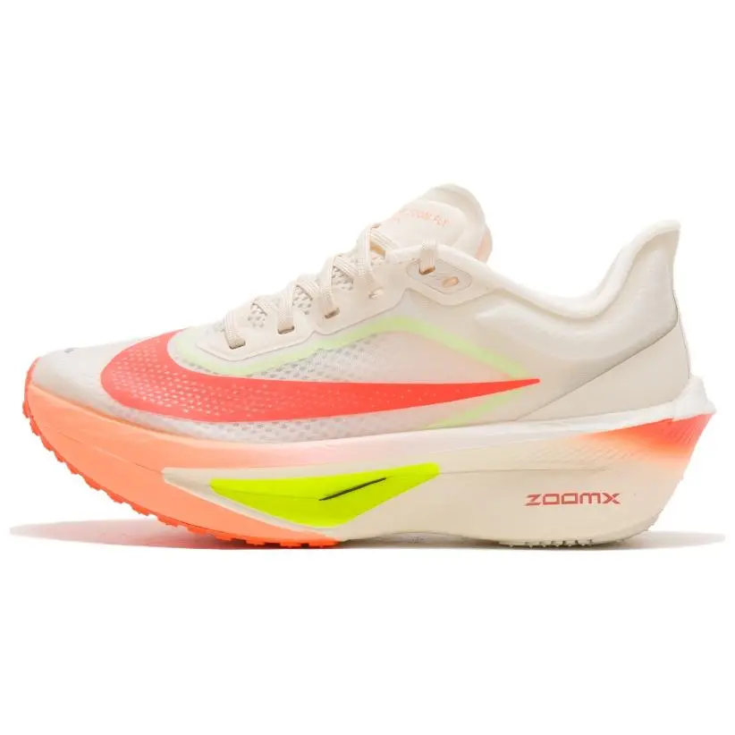 Nike Zoom Fly 6 Breathable Low top ZOOMX Marathon Training Race Running Shoes Women's White Orange