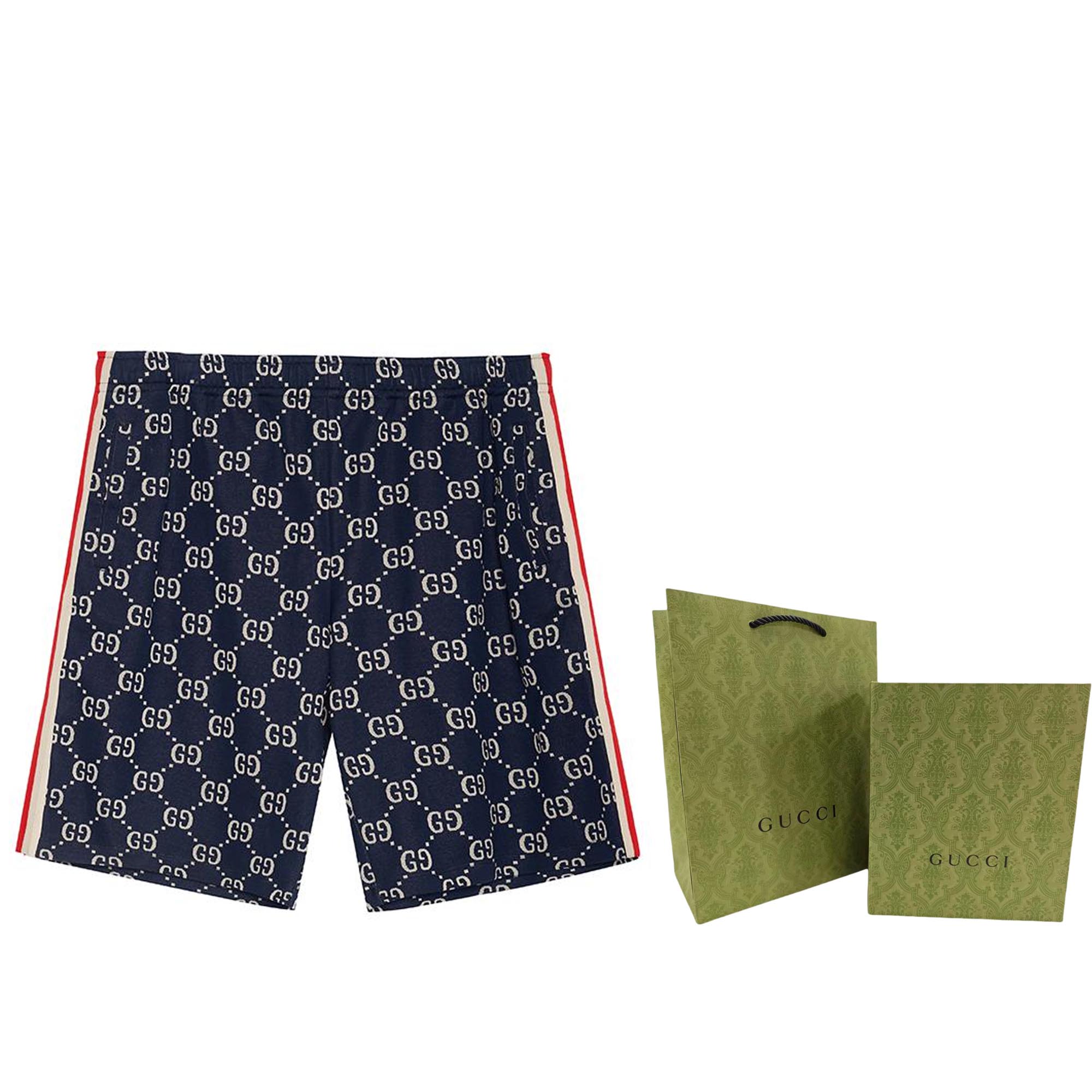 Мужские штаны Gucci Monogram Shorts (синие) — фото 7