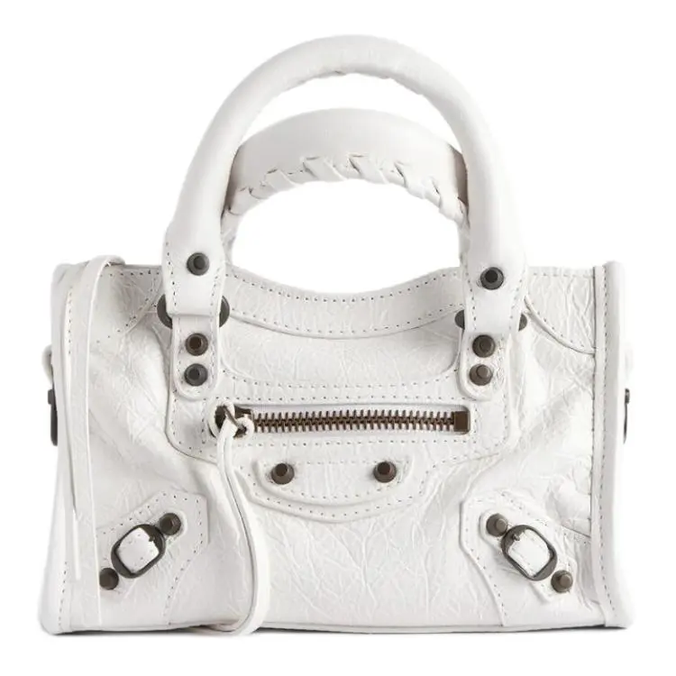 Balenciaga Le City Lambskin One Shoulder Handbag Women's White