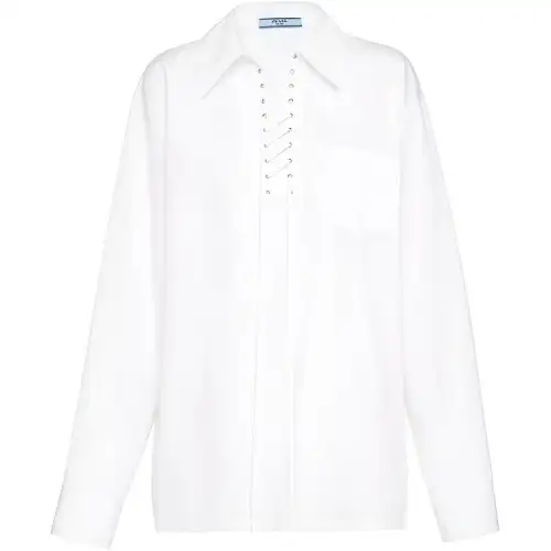 【Previous Season】laced-placket long-sleeve tailored shirt