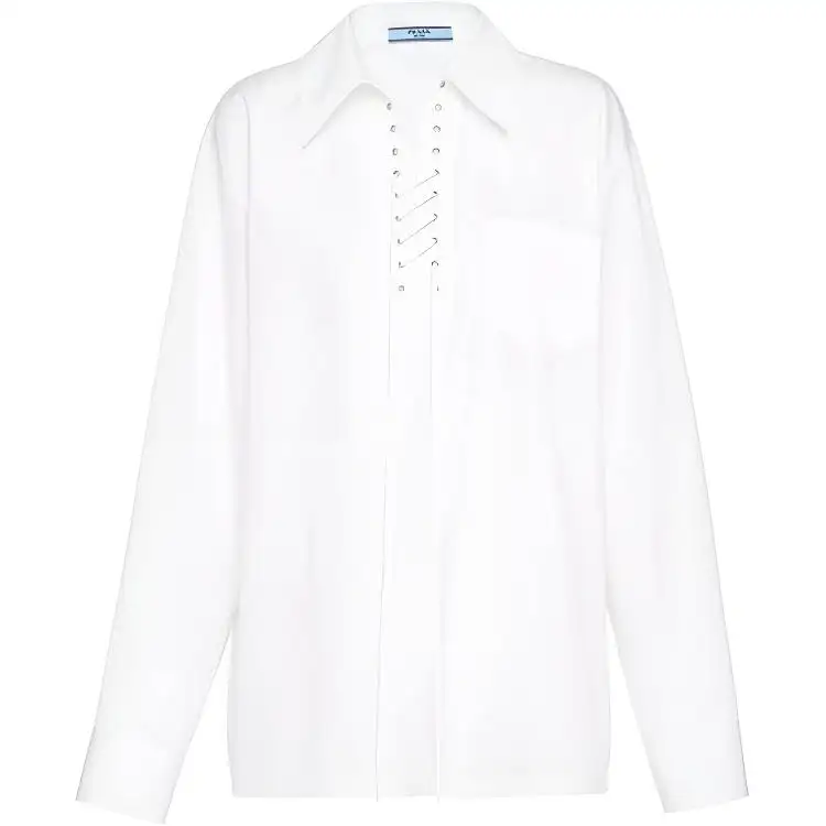 【Previous Season】laced-placket long-sleeve tailored shirt