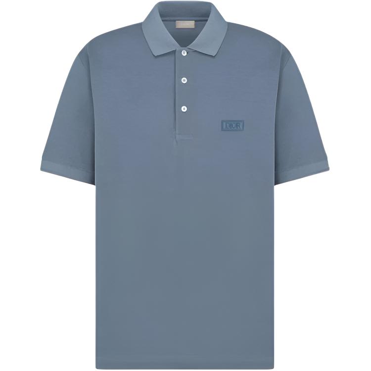DIOR Polo Shirts Men's Blue Polo Collar Moderate Straight Fit