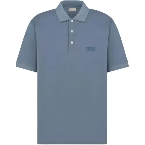 DIOR Polo Shirts Men's Blue Polo Collar Moderate Straight Fit