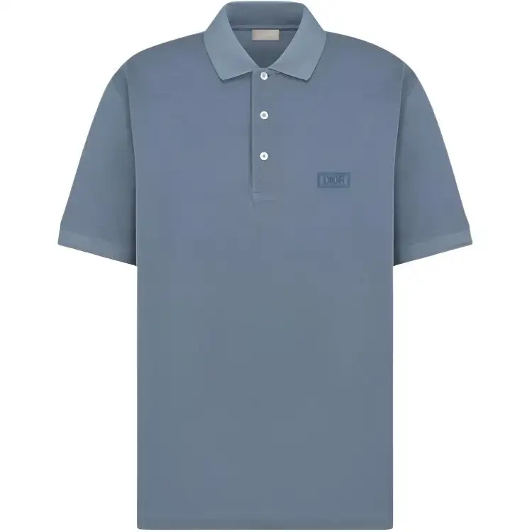 DIOR Polo Shirts Men's Blue Polo Collar Moderate Straight Fit