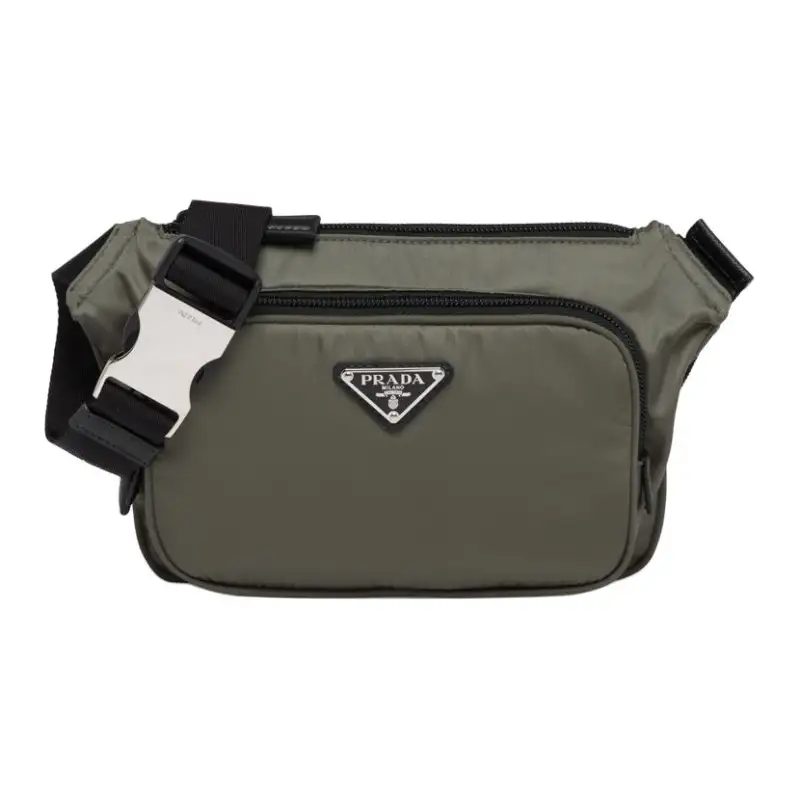 PRADA Saffiano Recycled Nylon One Shoulder Sling Bag Men's Forest Green