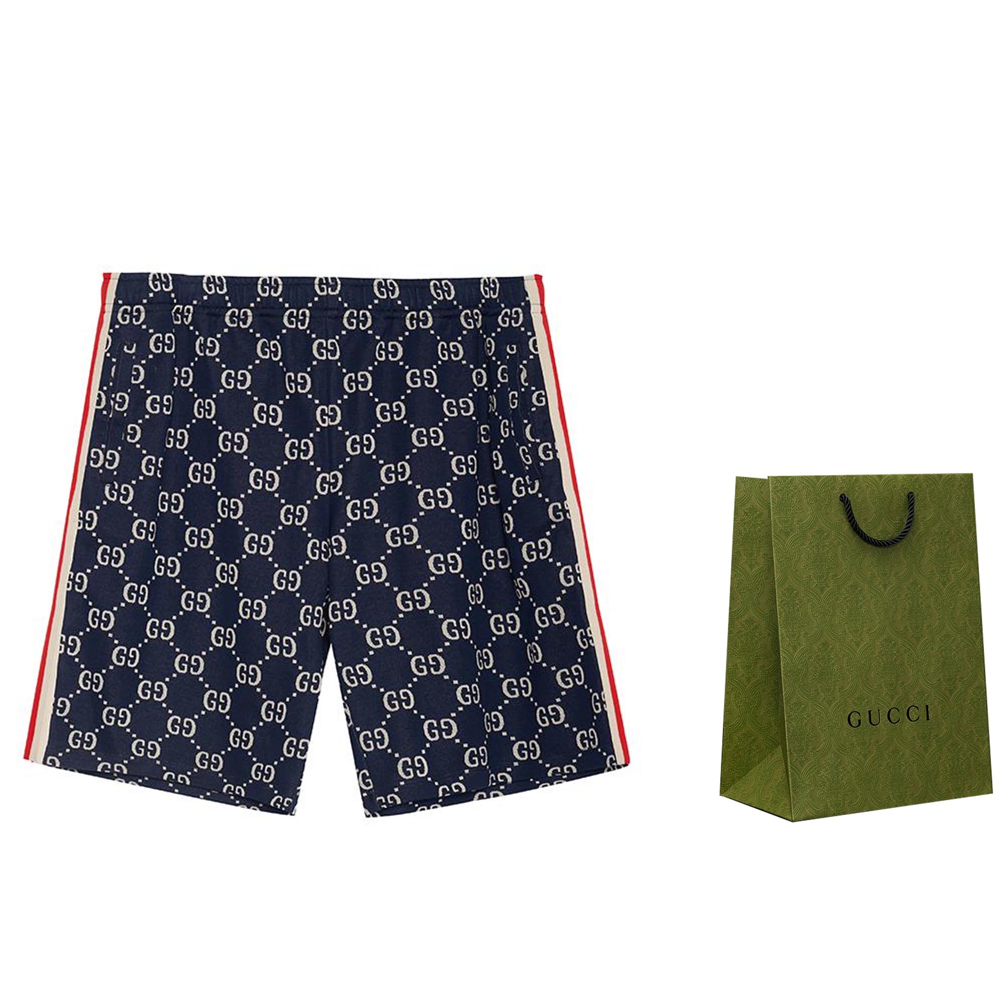 Мужские штаны Gucci Monogram Shorts (синие) — фото 8