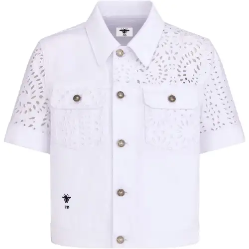 Christian DIOR Embroidered Cut Out Short Sleeved Jacket