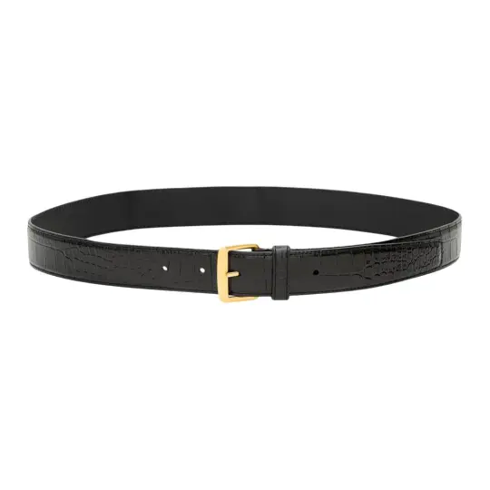 SAINT LAURENT Calfskin Leather Belts Women's Black 3cm