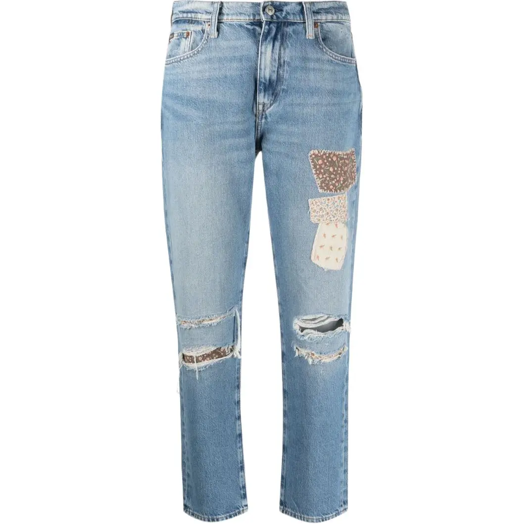 patchwork mid-rise jeans