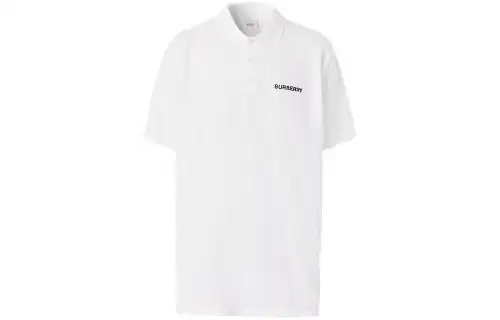 Burberry Polo Shirts Men's White Polo Collar Moderate Straight Fit