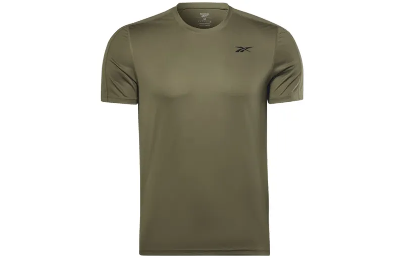 Reebok T Shirts Men's Green Crew Neck Moderate Straight Fit