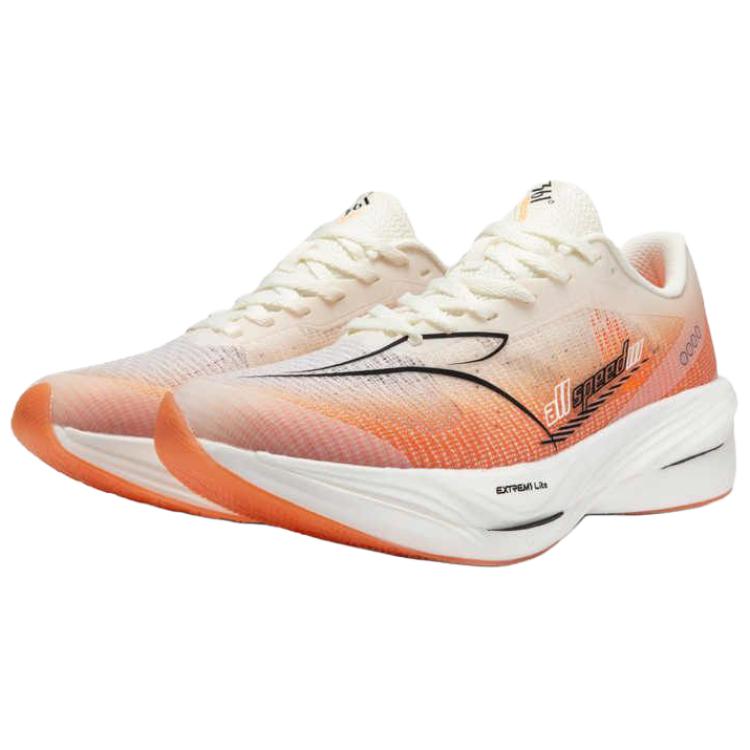 361° Speeding Running Shoes Men’s Low Top Feather White, Fluorescent Super Orange