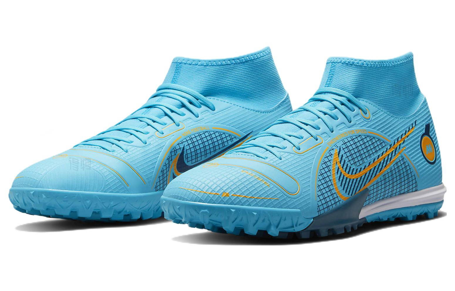 Мужские бутсы Nike Mercurial Superfly 8 14 Academy TF (сине-белый) — Синий / белый — фото 3