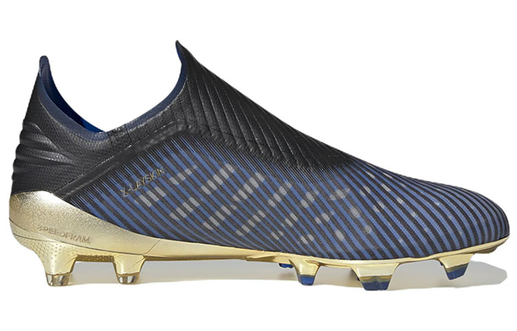 Мужские бутсы adidas X 19+ Firm Ground Boots FG (сине-золотые) — Синий / золотой — фото 2