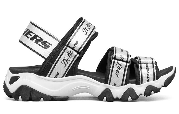 Женские сандалии Skechers D'LITES 2.0 (черно-белые) — Чёрный / белый — фото 2
