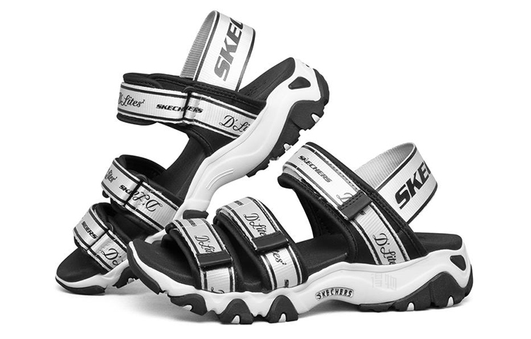 Женские сандалии Skechers D'LITES 2.0 (черно-белые) — Чёрный / белый — фото 3