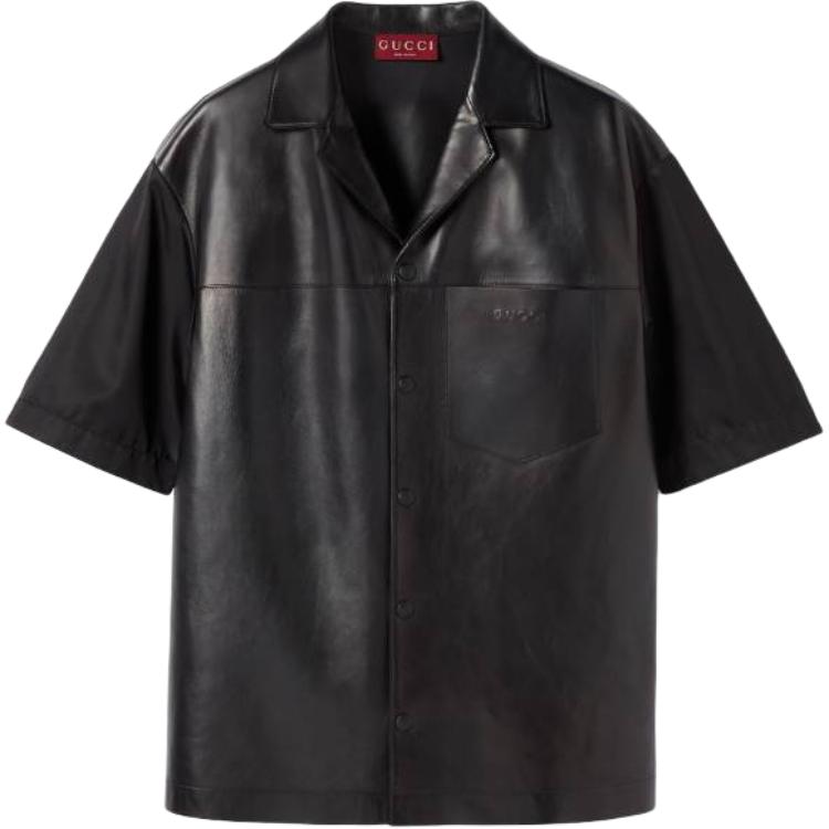 GUCCI Shirts Men's Black Cuban Collar Moderate