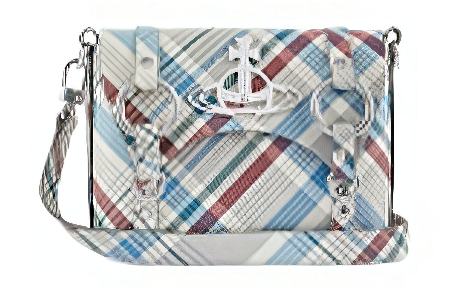 Vivienne Westwood Queen Mother KIM CROSSBODY Съемная цепочка с логотипом Saturn полосатый кожаный один Плечом к плечу пакет женский Много -розовый