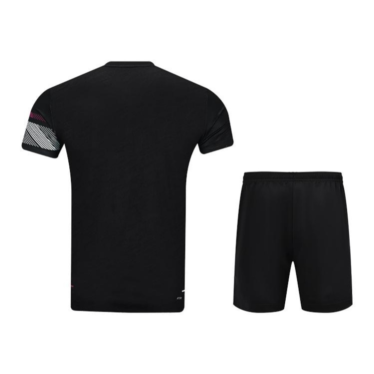 Li Ning Badminton Jerseys Men’s Set Black Top+Black Bottom V Neck