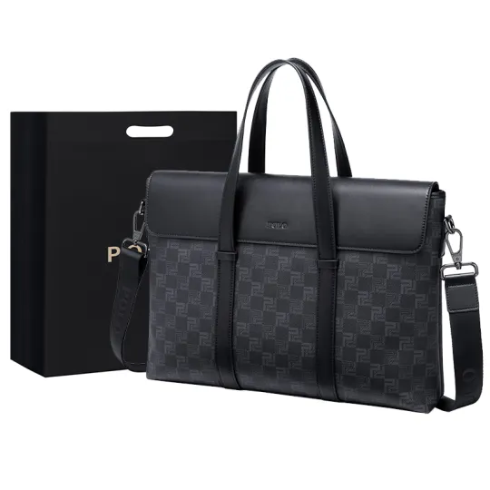 POLO PVC Synthetic Leather Briefcase Large Men's Black
