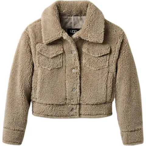 UGG Velvet Jackets Women's Pebble Gray Lapel Moderate