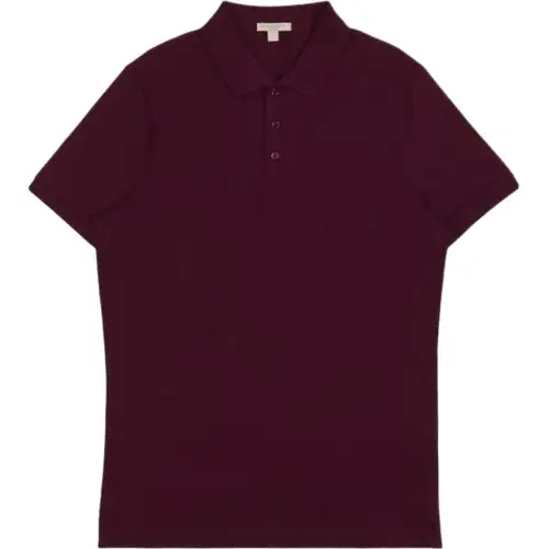 Burberry Polo Shirts Men's Red Polo Collar Moderate Straight Fit