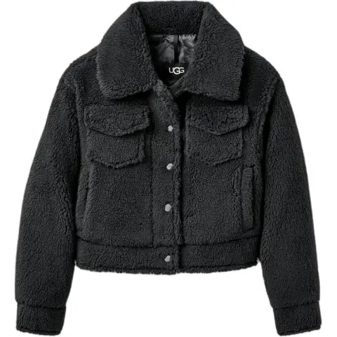 UGG Velvet Jackets Women's Ink Black Lapel Moderate