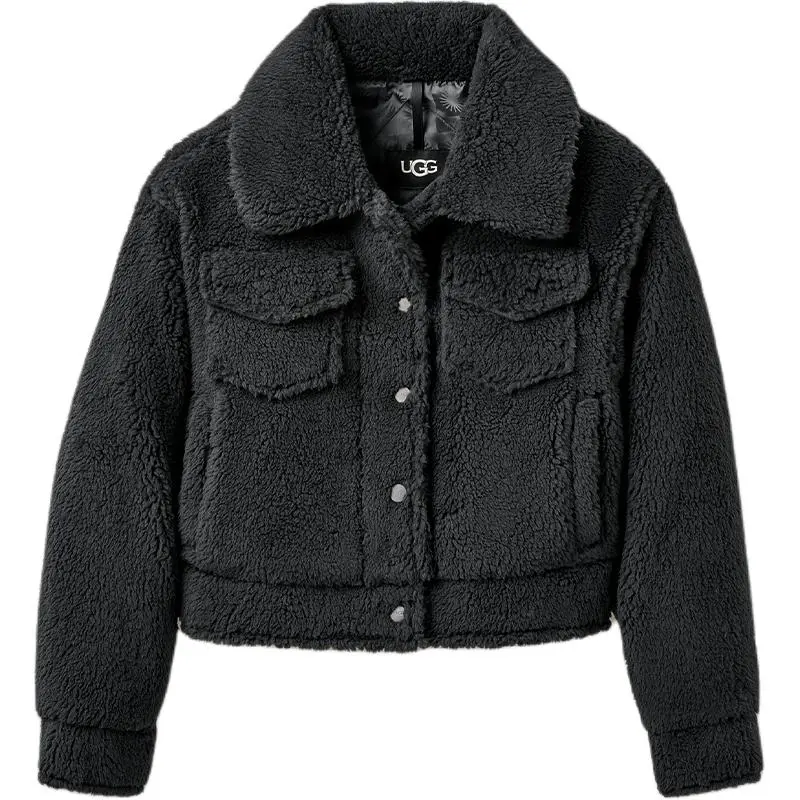 UGG Velvet Jackets Women's Ink Black Lapel Moderate