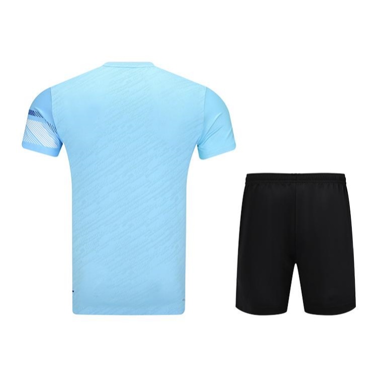 Li Ning Badminton Jerseys Unisex Clothing Sets Moon White Blue Top+Black Bottom V Neck