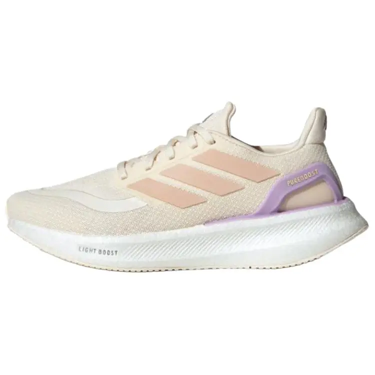 Adidas PUREBOOST 5 Abrasion Resistant Low top Racing Running Shoes Women's Beige Purple