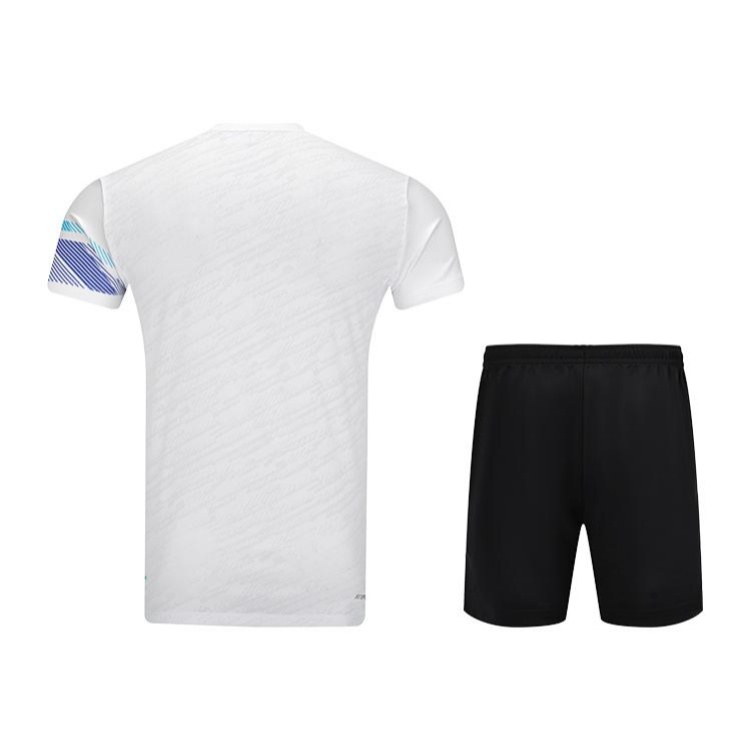 Li Ning Badminton Jerseys Unisex Clothing Sets White Top+Black Bottom V Neck Moderate