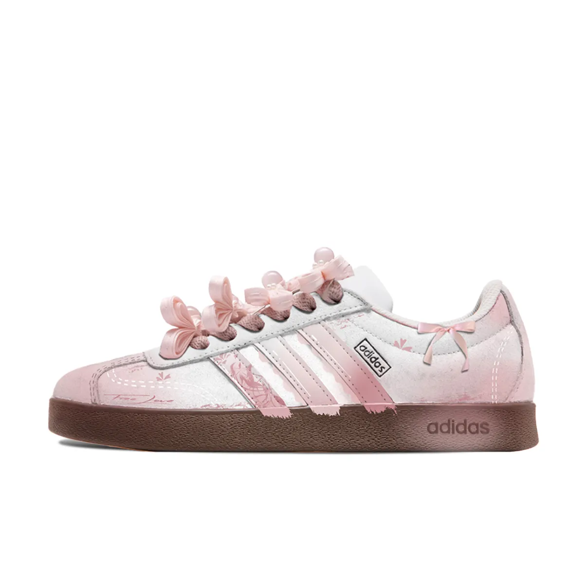 Adidas VL COURT 2.0 Crimson Abrasion Resistant Abrasion Resistant Low top Skateboard Shoes Unisex Pink White