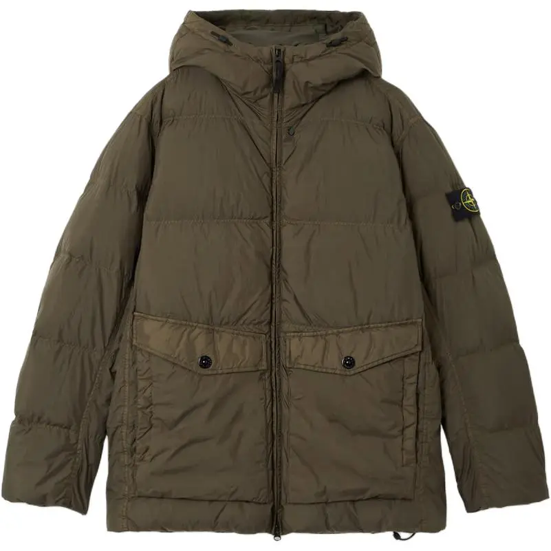 STONE ISLAND Logo Patch Zip Up Hooded Jacket