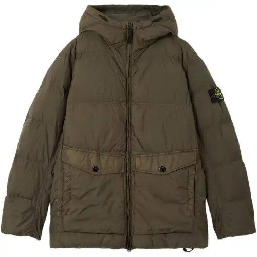 STONE ISLAND Logo Patch Zip Up Hooded Jacket