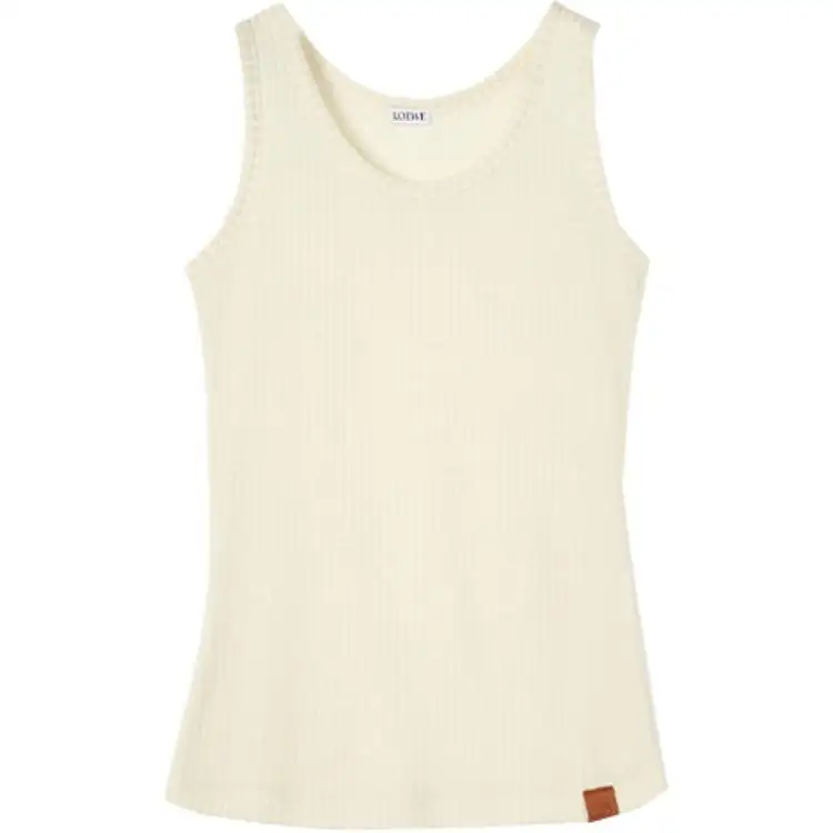 LOEWE Tank Tops Women's White Crew Neck Thin Racerback
