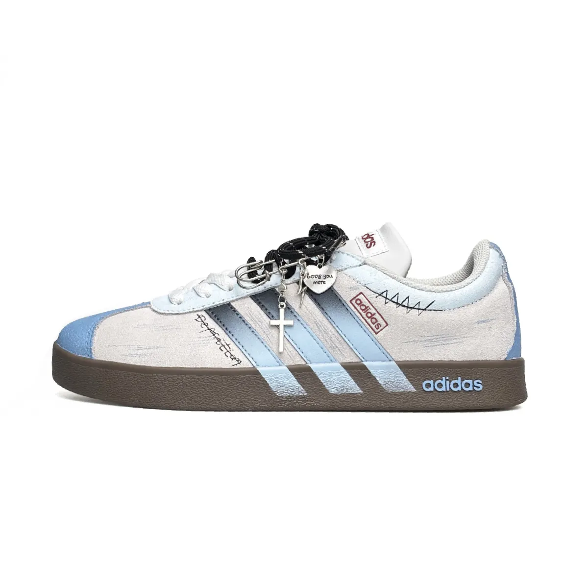 Adidas VL COURT 2.0 Abrasion Resistant Low top Skateboard Shoes Unisex Gray Blue