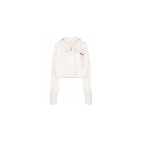 MIU MIU Cashmere Sweaters Women's White Hooded Moderate