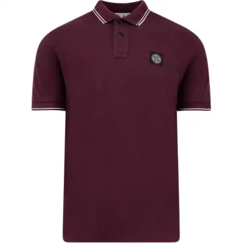 STONE ISLAND Logo Patch Buttoned Polo Shirt