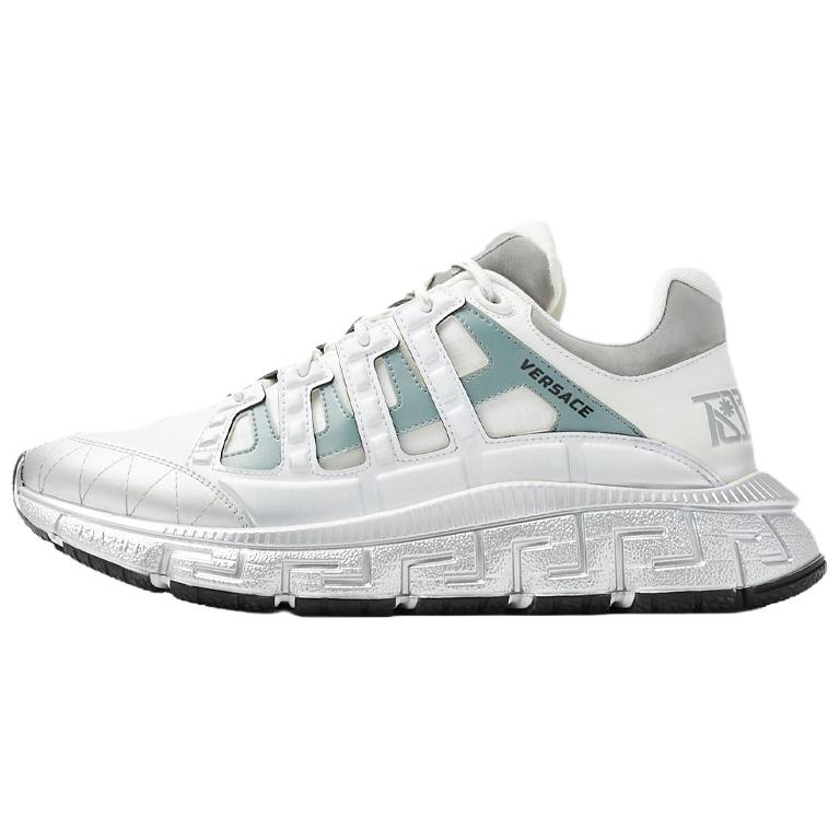 VERSACE Со шнурками нескользящие Низкая банда жизнь для отдыха обувь мужской стиль серебро белый