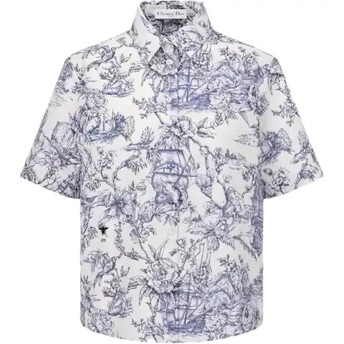 DIOR Shirts Women's Blue Lapel Moderate Other