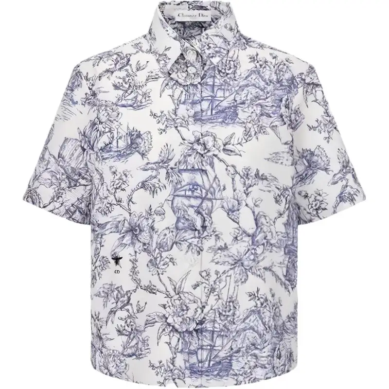 DIOR Shirts Women's Blue Lapel Moderate Other