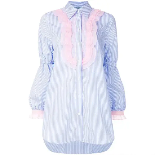 PRADA Shirts Women's Blue Lapel Moderate